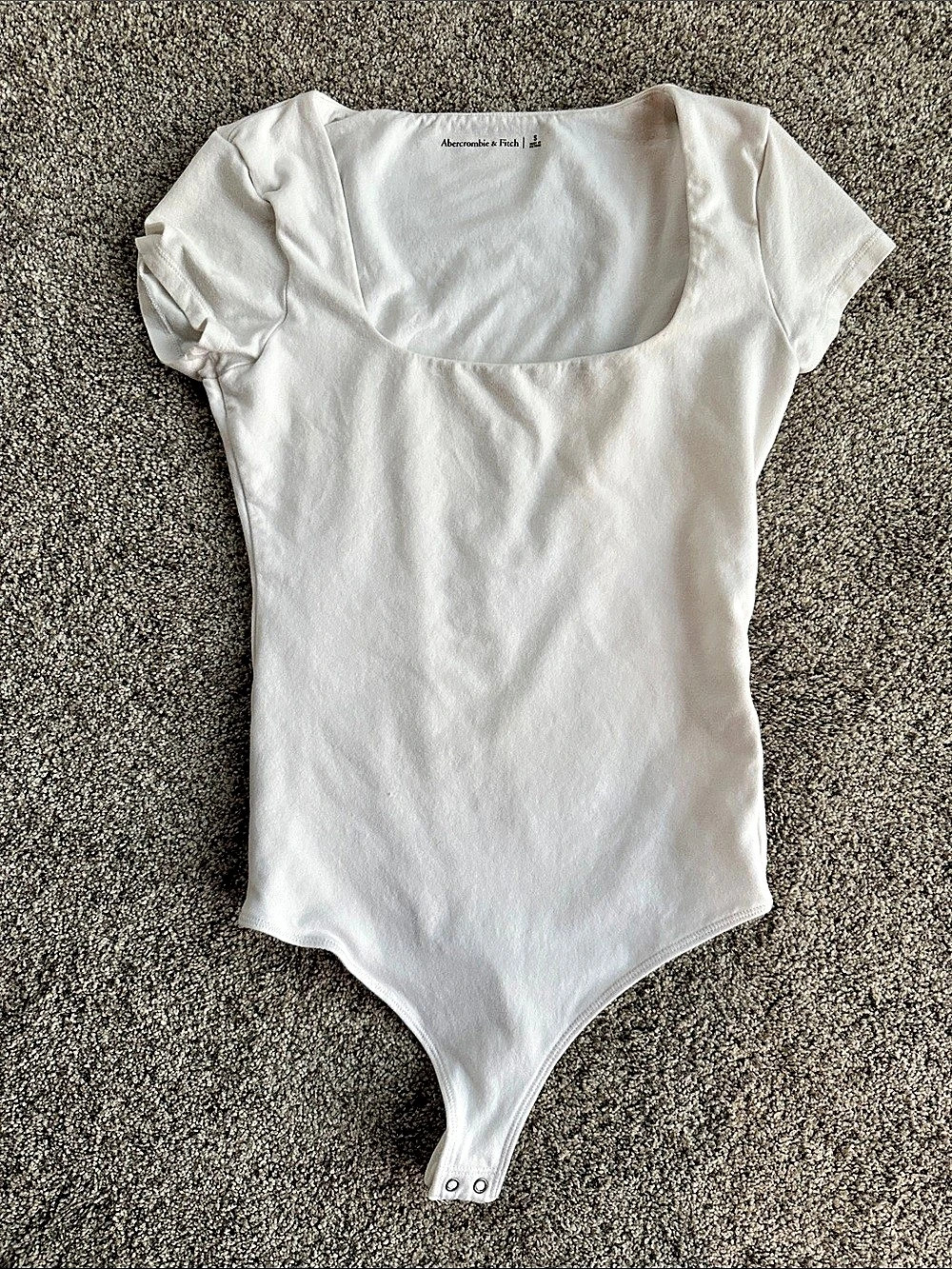 Abercrombie & Fitch Soft Matte Seamless Short-Sleeve Squareneck Bodysuit White